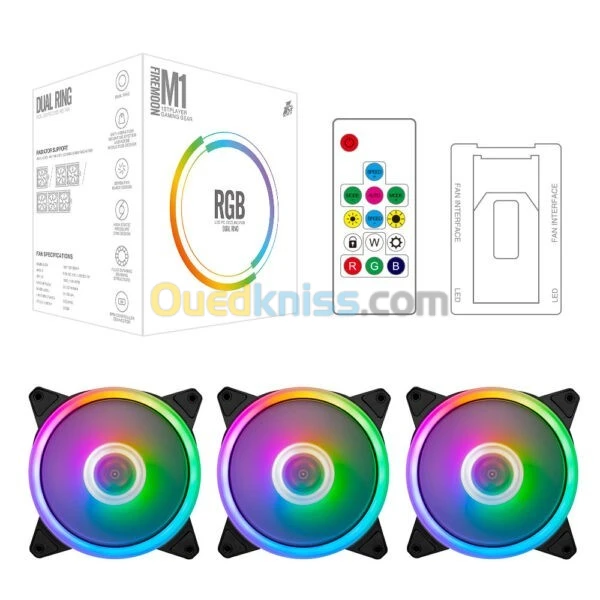 Ventilateur First Player RGB Combo M1 (3 ventillo+HUB+commande)