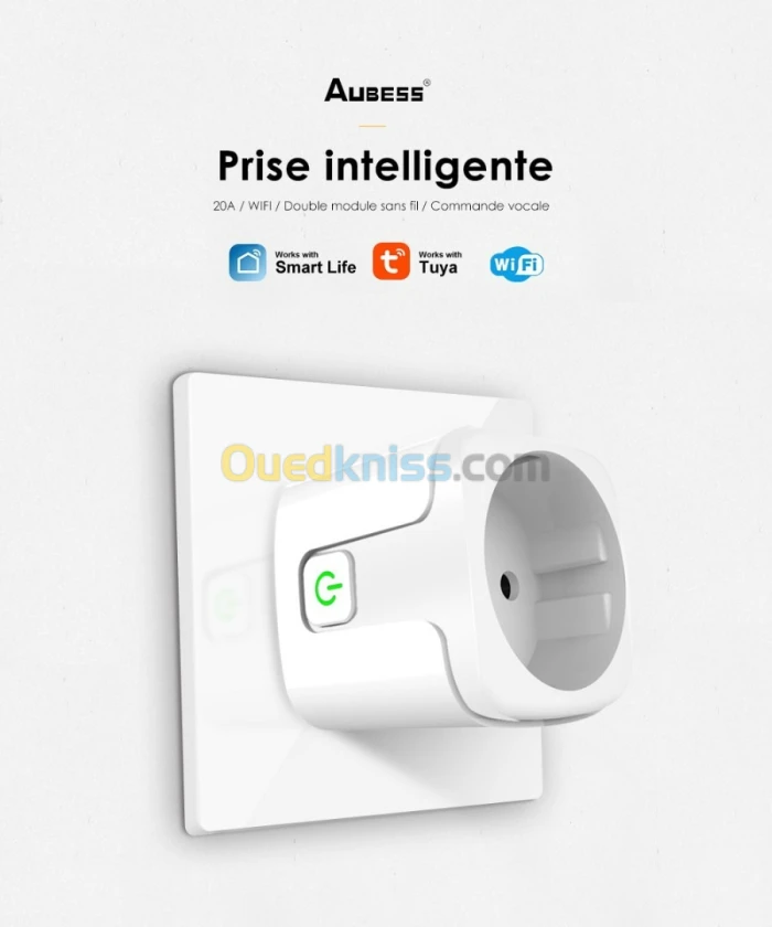 Prise WiFi intelligente UE 20A, moniteur d'alimentation 220V, application de contrôle Smart Life