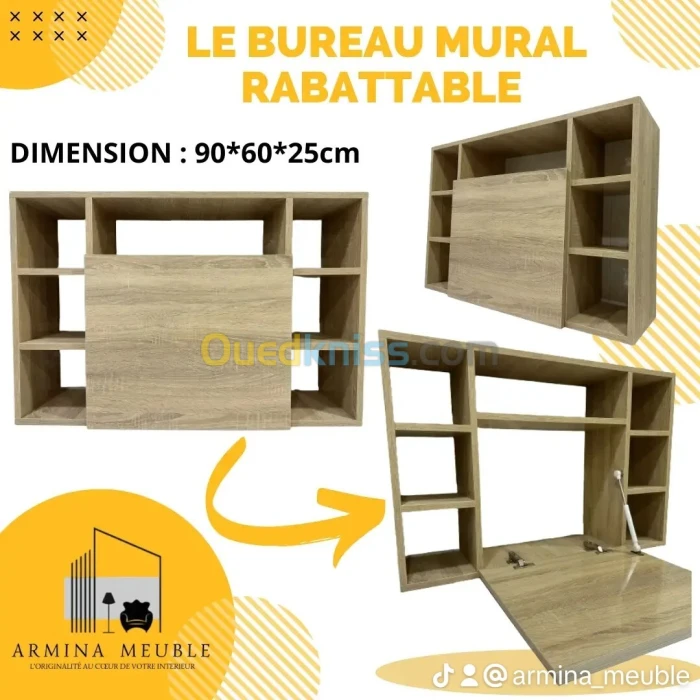 Bureau mural rabattable 