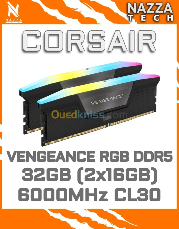 CORSAIR VENGEANCE RGB DDR5 RAM 32GB (2x16GB) 6000MHz CL30