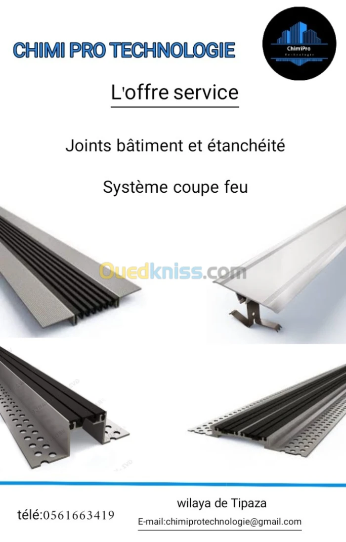Tout ce qui est joint bâtiment Joint de dilatation et étanchéité Système coupe feu