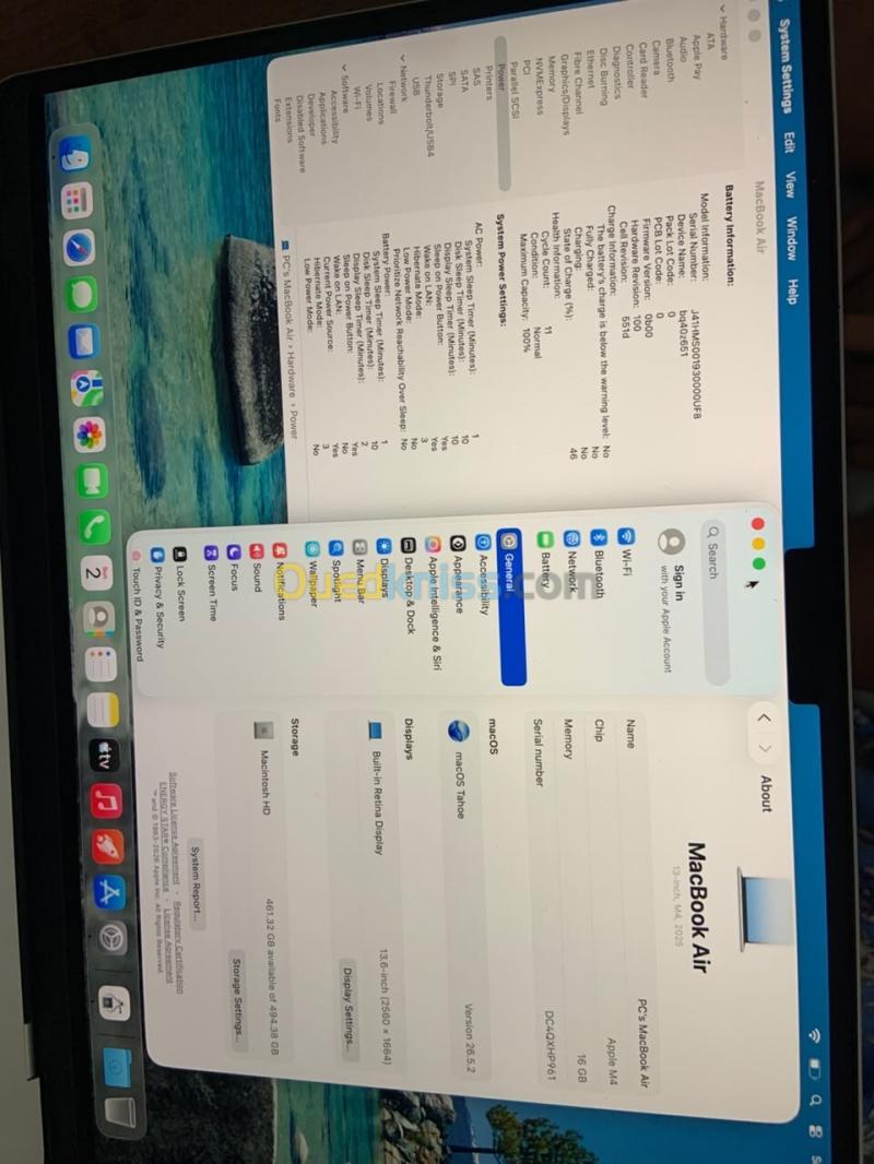 (vendu)MACBOOK AIR M4 2025 16GB RAM 512GB SSD 13 pouce 4