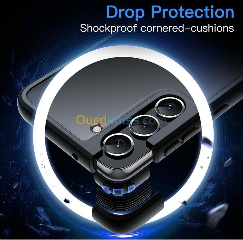  Antichoc Coque Mat pour Samsung Galaxy S23 avec 2 Verre Trempé et 2 Caméra Arrière Protection (Noir)
