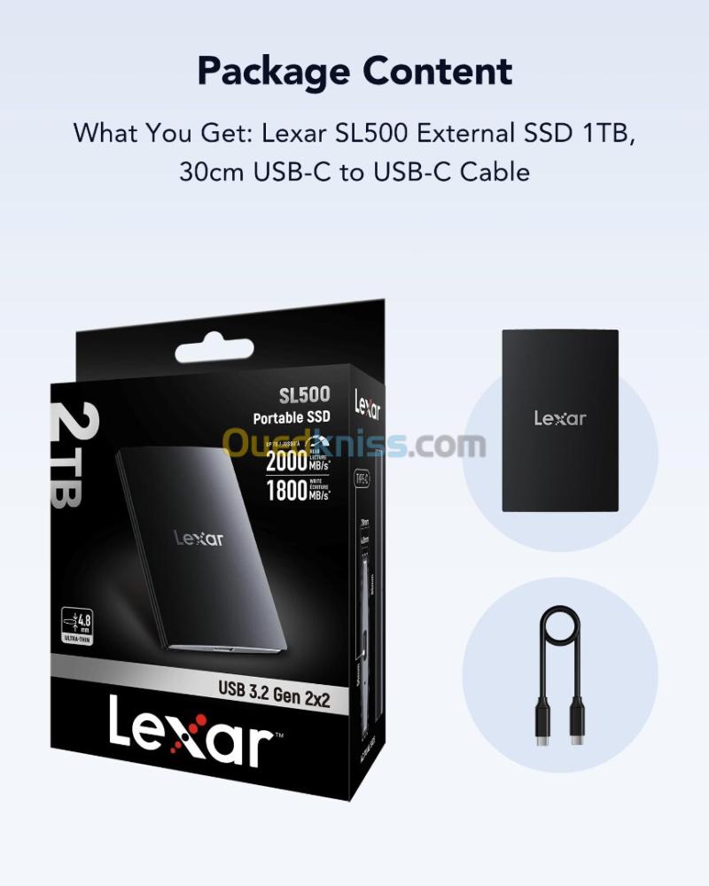 LEXAR DISQUE DUR EXTERNE SL500 2TB 2000MB/S