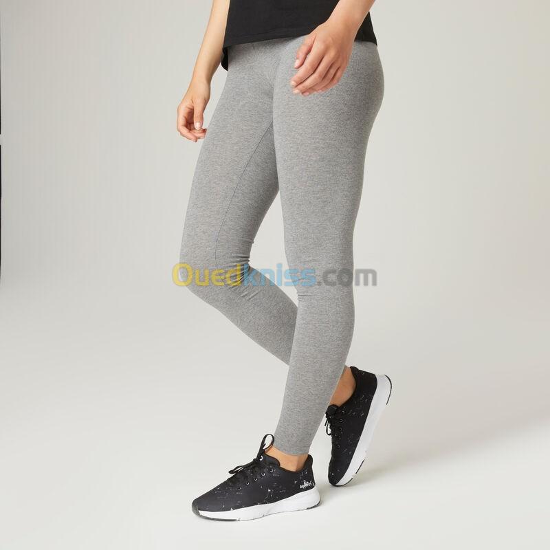  DOMYOS Legging Fitness Long Coton Extensible Femme - Fit+ Gris