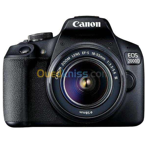  Appareil Photo Canon EOS 2000D Réflex + (APS-C, 24.1 MP, WiFi, Full HD)