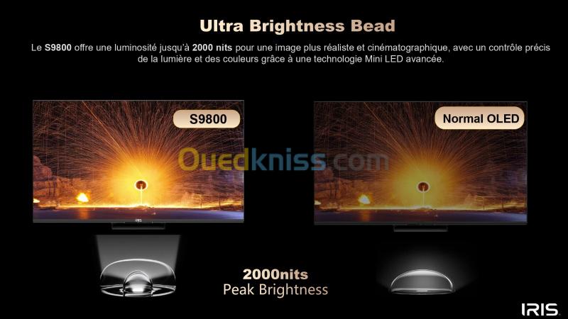 TELEVISEUR IRIS 75" S9800 QD-MINILED ANDROID 14 GOOGLE TV  UHD 4K 144hz MATTE SCREEN 6