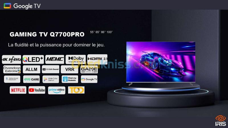 GAMING TV IRIS QLED Q7700 PRO GOOGLE TV UHD 4K 144Hz Matte (86"/100") 3