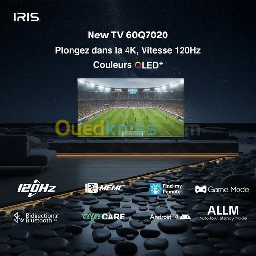TELEVISEUR IRIS 60 Q7020 QLED ANDROID 14 GOOGLE TV 60POUCES UHD 4K 120Hz 18
