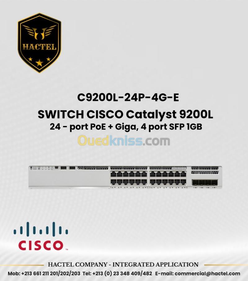 CISCO Switch C9200L 24 et 48 Port PoE et Non PoE avec 1GB SFP et 10GB SFP+ Ports 2