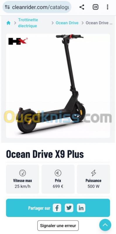 Trottinette électrique OCEAN DRIVE X9 Plus