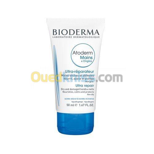  BIODERMA Crème Hydratante Atoderm Mains & Ongles - Ultra-Réparateur - Mains Sèches Et Abimés - 50Ml.