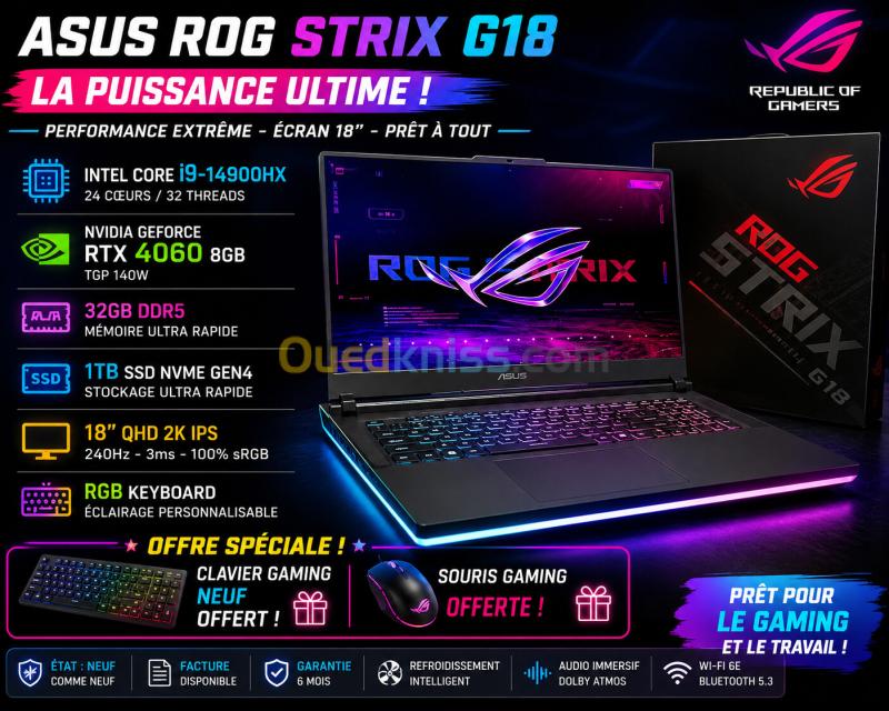 ASUS ROG STRIX G18 i9-14900HX RTX 4060 32GB 1TB 4