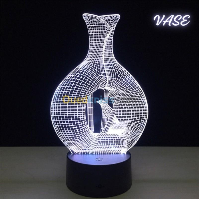  مصباح إضاءة ليلي مكتبي ثلاثي الأبعاد 7 أضواء متغيرة الألوان من الأكريليك  Lampe Veilleuse 3D