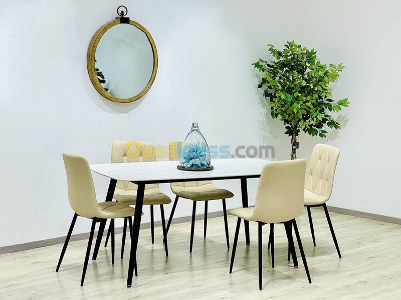  Table de cuisine avec 6 chaises céramique 160 x 89 cm disponible couleurs 