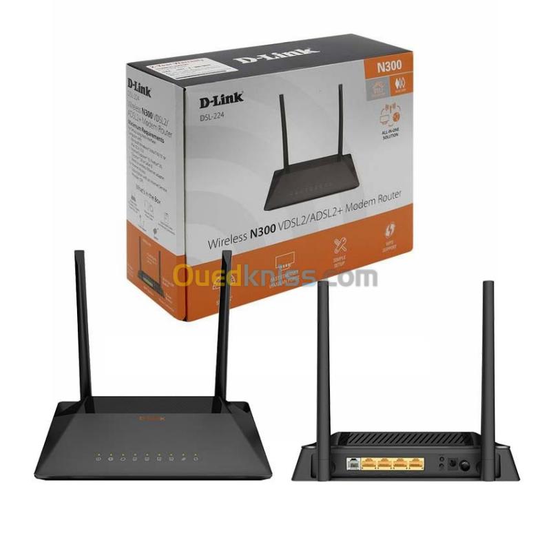  Modem Routeur sans-fil D-Link DSL-224 Wireless N300 ADSL2