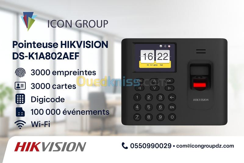Pointeuse biométrique HIKVISION DS-K1A802AEF
