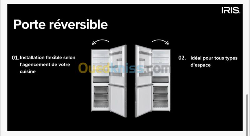 RÉFRIGÉRATEUR IRIS NO FROST COMBINÉ 410 L INOX 5