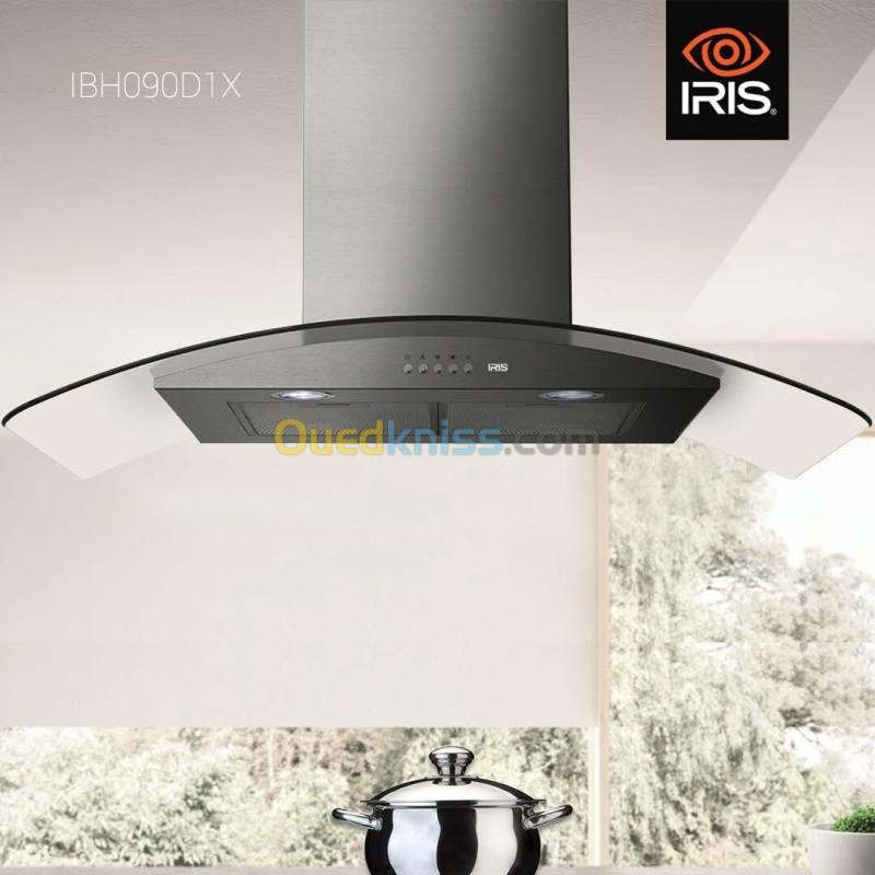 HOTTE IRIS 90 CM CASQUETTE EN VERRE 3