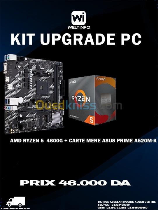  KIT UPGRADE PC AMD RYZEN 5 4600G CARTE MERE ASUS PRIME A520M-K