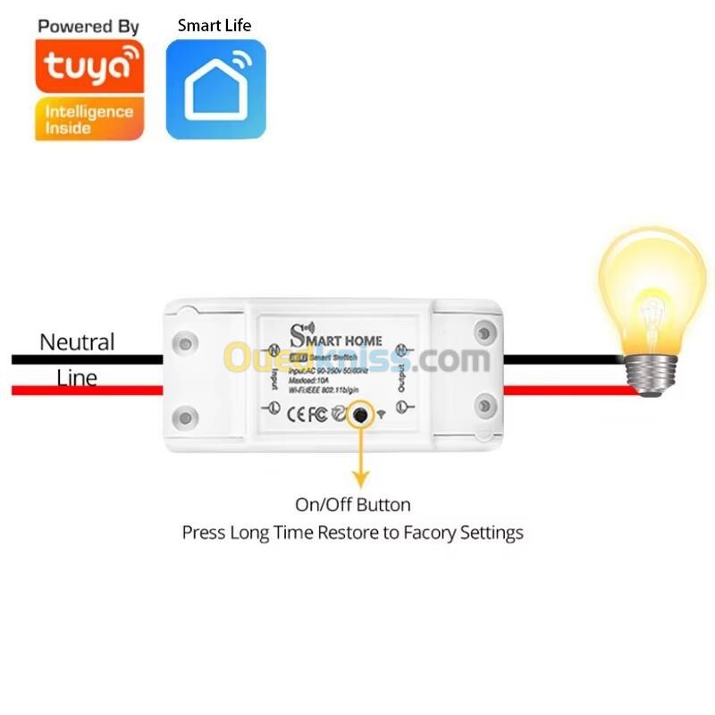 Interrupteur Intelligent WiFi  ON/OFF Smart Switch - جهاز ذكي للتحكم عن بعد لأتمتة المنزل الذكي 4