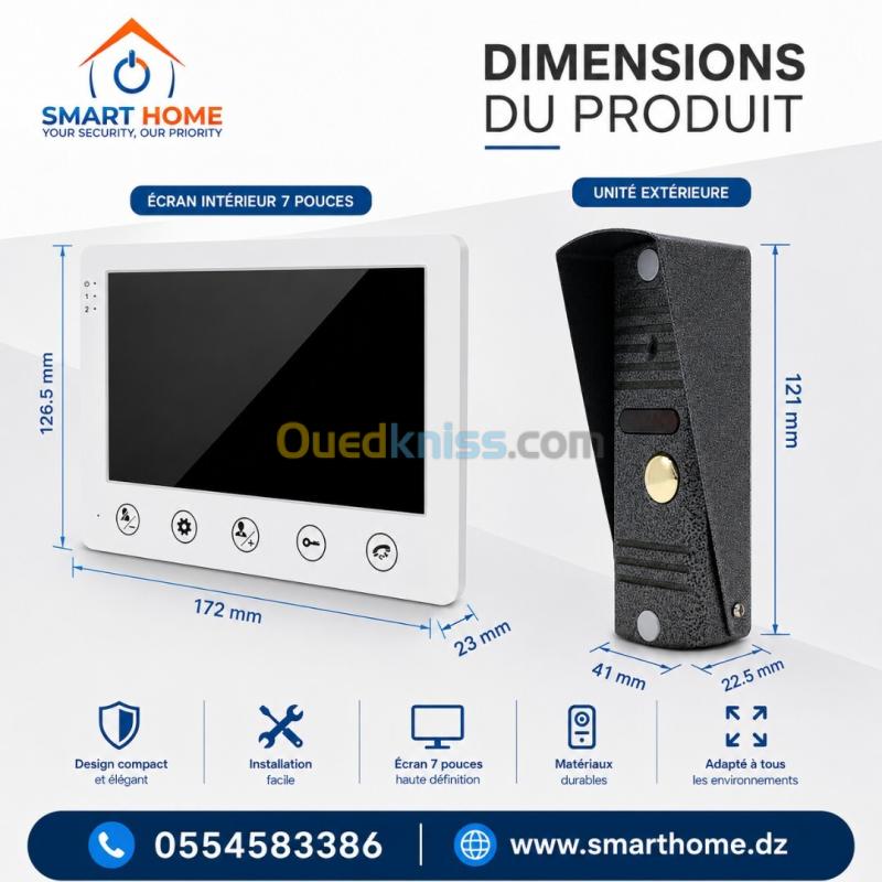 Moniteur visiophone 1080P 7 pouces avec déverrouillage RFID 3