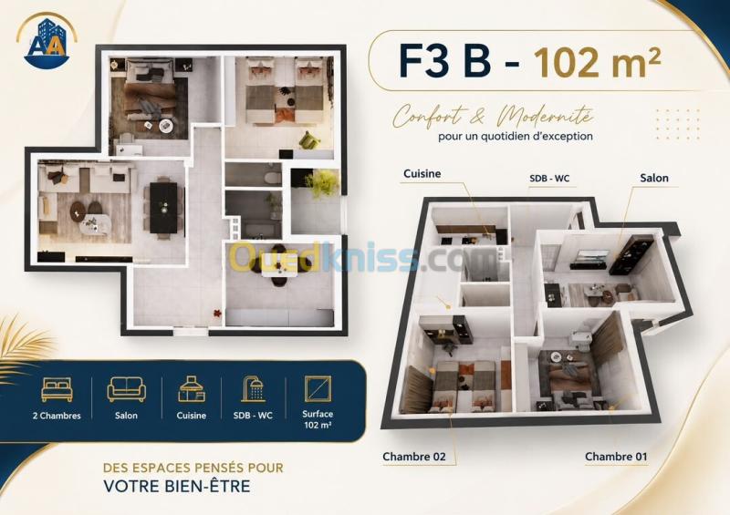 Vente Appartement F3 Mostaganem Mezghrane 3
