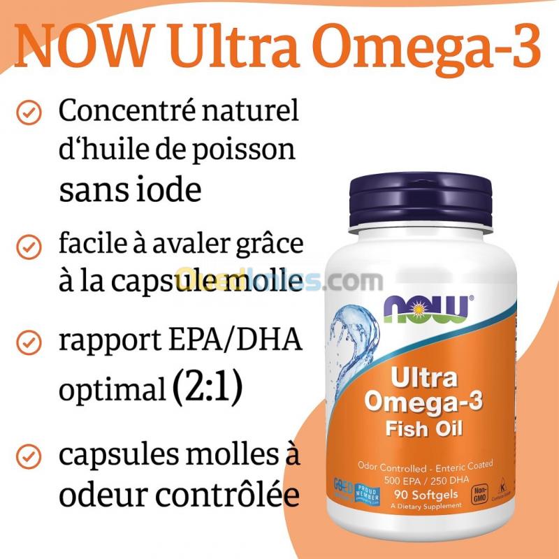  NOW FOODS Ultra Omega3 180cps 500 EPA/250 DHA (acide docosahexaénoïque)