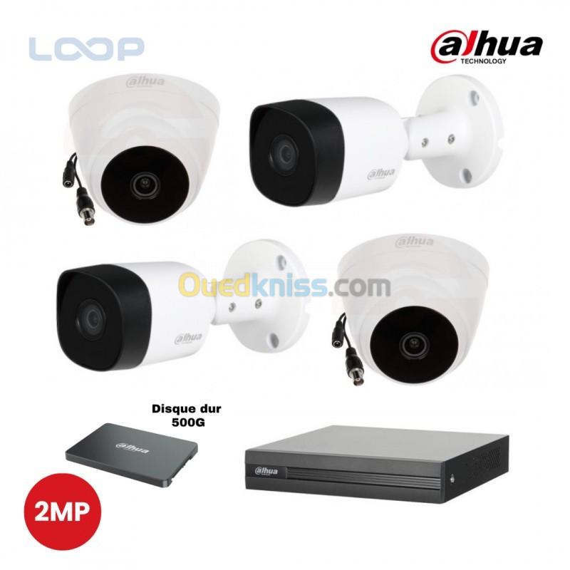  Kit 4 Caméras de surveillance 2Mp Dahua