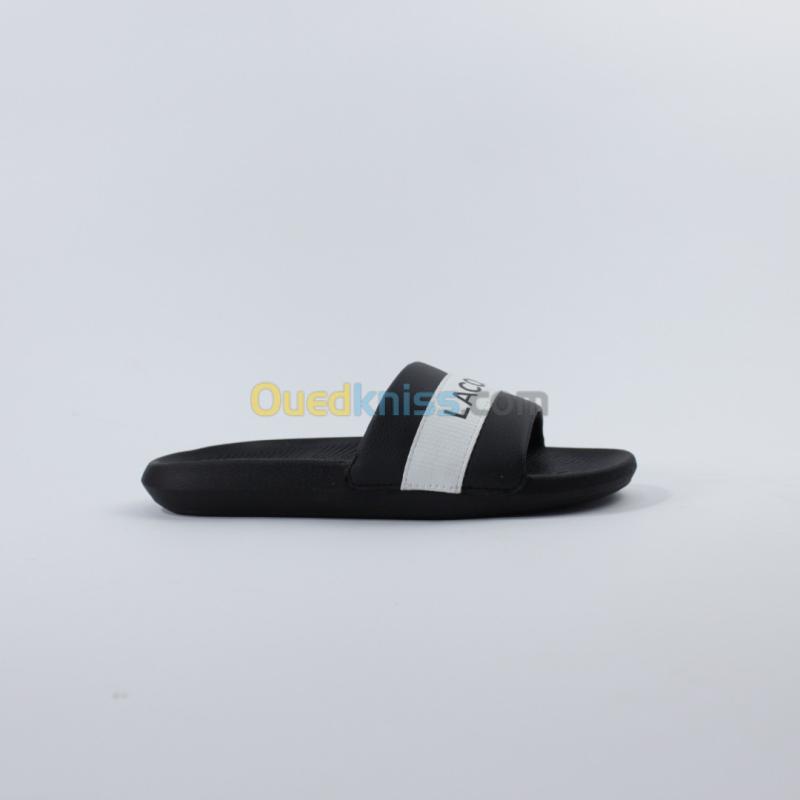 LACOSTE Croco Text Print Slides Black Hommes Claquettes Alger Algerie