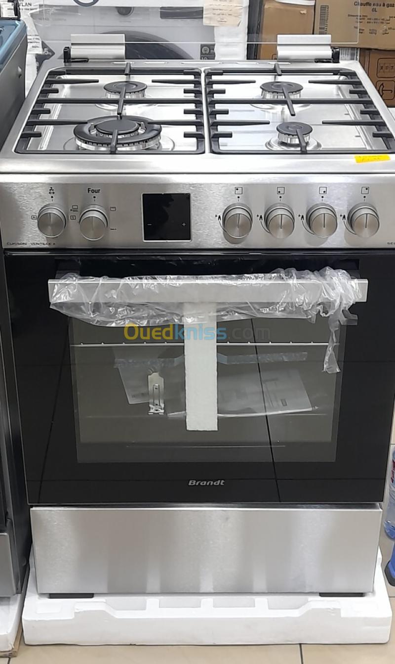 Promotion cuisinière brandt 4 feux inox ventilé gaz electrique wok tabona 