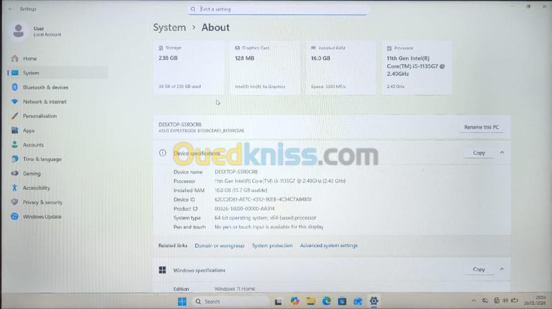Pc asus expert book b1500c 17