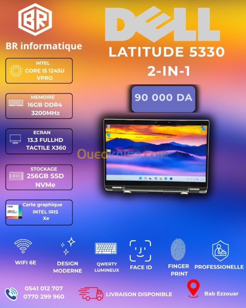 DELL LATITUDE 5330 2IN1 INTEL CORE I5 1245U 16GB 256GB SSD NVME 13,3 FULLHD TACTILE X360
