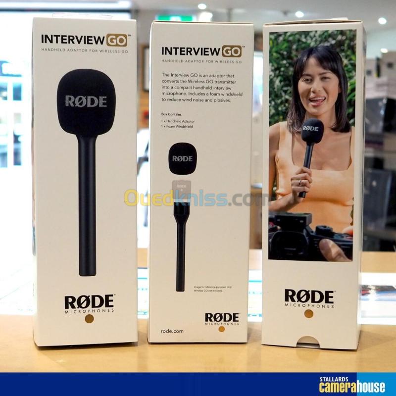 RODE INTERVIEW GO - HANDHELD ADAPTATEUR POIGNÉE POUR WIRELESS GO - MICRO MAIN - BONNETTE ANTI-VENT - BLACK