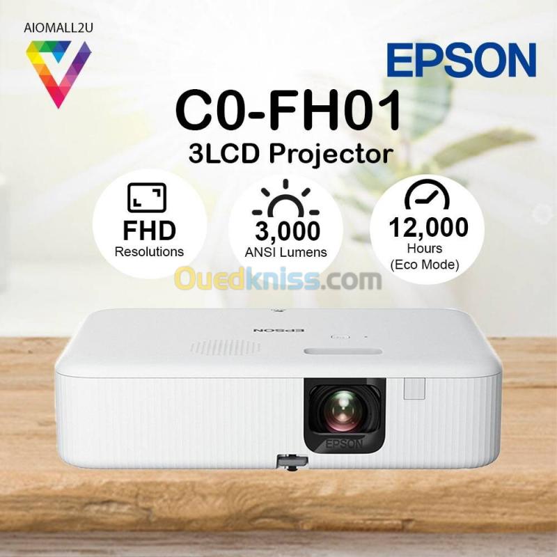 EPSON CO-FH01 - VIDÉOPROJECTEUR FHD - 3000 LUMENS - 3 LCD - JUSQU'À 30"- 12 000H - HDMI - SPEAKERS