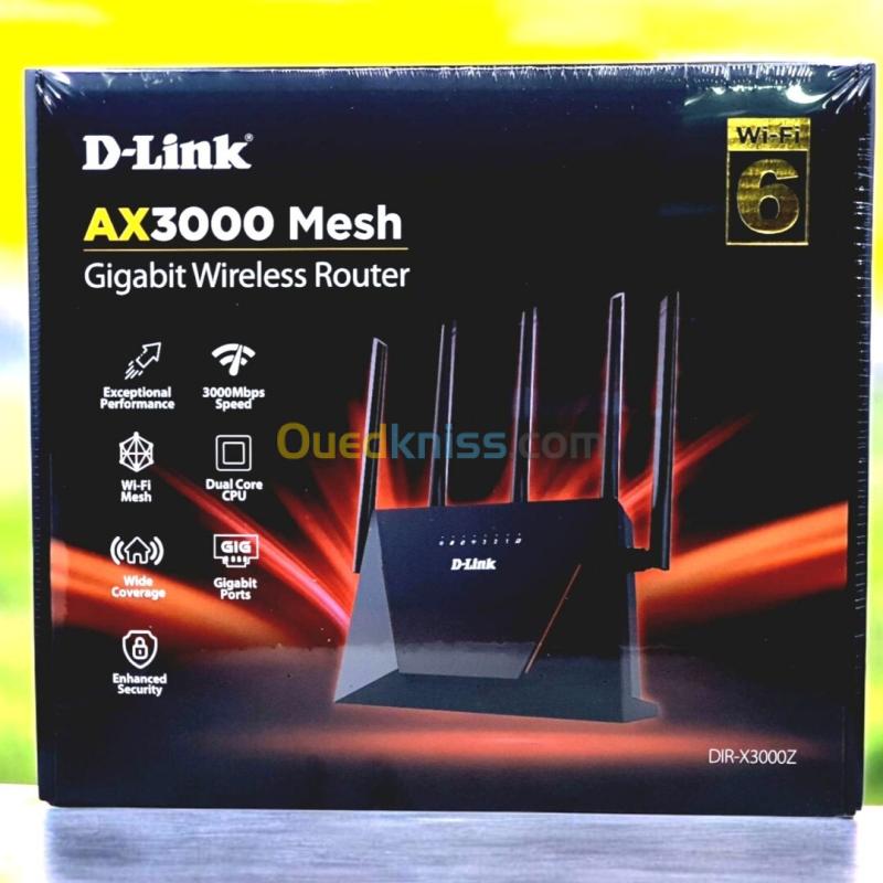 D-LINK ROUTEUR DIR-X3000Z - AX3000 WIFI-6 - DUAL CORE - 5 ANTENNES - 5 GHZ - MESH  GIGABIT- 160 MHZ  2
