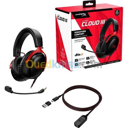 HYPERX CLOUD III - CASQUE GAMING FILAIRE - JACK 3.5mm - SON SPATIAL - MICRO AMOVIBLE - CONFORT-BLACK 5