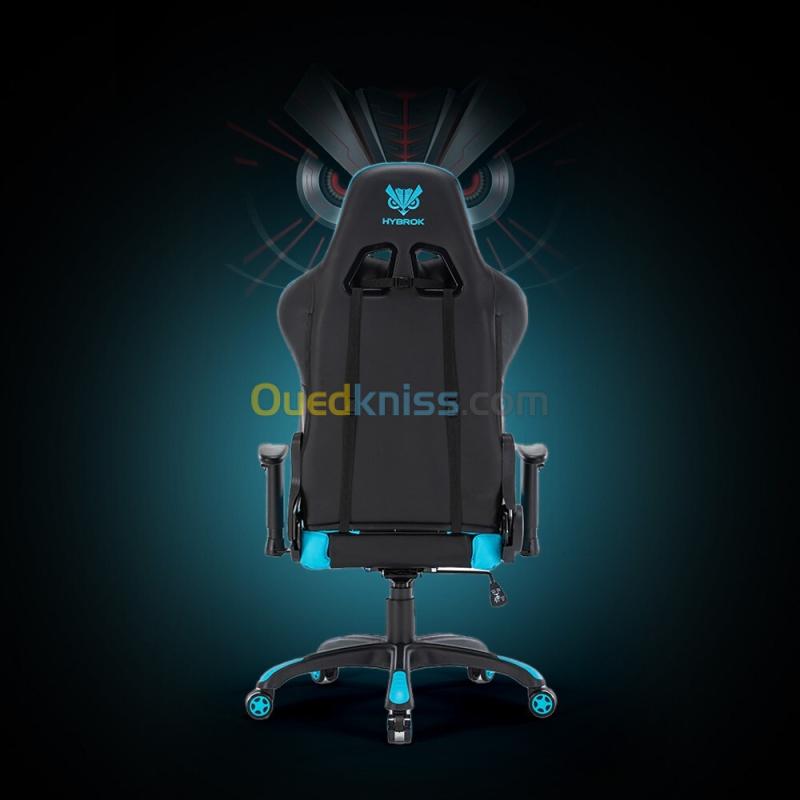 HYBROK DEMON BLACK & BLEU - CHAISE GAMING ERGONOMIQUE - PIVOTANTE 360 - ACCOUDOIR REGLABLE - ORIGINAL - BLACK & BLEU 4