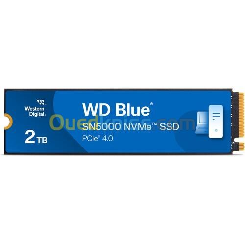 WD BLUE SN5000 2TO - SSD INTERNE NVME M.2 2280 - PCIE 4.0 - HAUTE VITESSE - STOCKAGE RAPIDE - BLUE 2