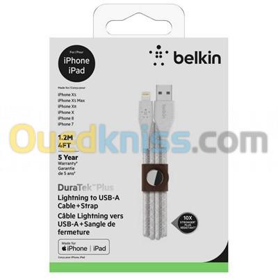   Belkin Duratec Plus Câble Lightning vers USB-A DuraTek™ Plus avec sangle de fermeture