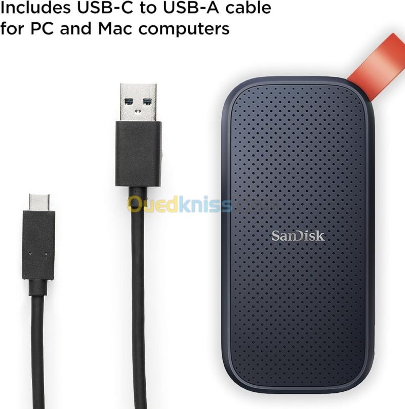 SANDISK PORTABLE 2TO SSD - DISQUE DURE EXTERNE - TYPE-C USB 3.2 - LECTURE JUSQU'À 800 MO/S 3