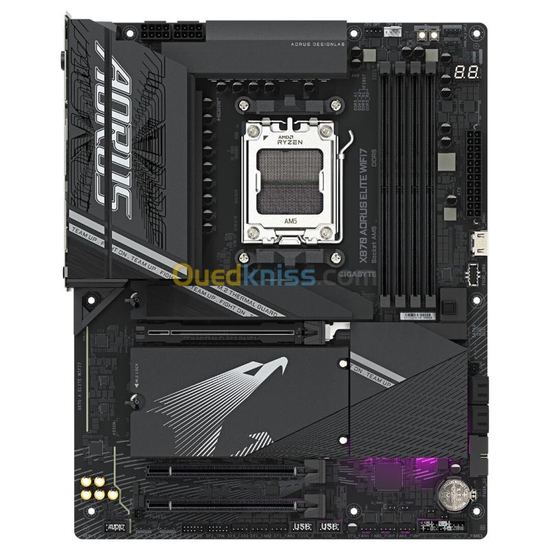 GIGABYTE X870 AORUS ELITE WIFI7 - CARTE MÈRE ATX - SOCKET AM5 - 4 x DDR5 - 1 x PCIe 5.0 X16 - 4 x M.2 NVMe - WIFI 7 - BT 5.4 - LAN 2.5GBE - USB 3.2 - BLACK 2
