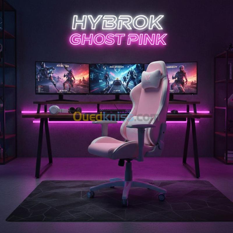 HYBROK GHOST PINK - CHAISE GAMING ERGONOMIQUE - DOSSIER INCLINABLE - ACCOUDOIRS 4D - PIVOTANTE 360 - ORIGINAL