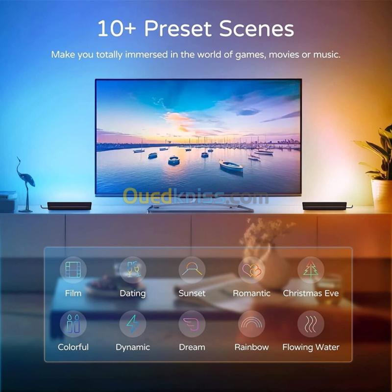 AMBIANCE LIGHT BARS - SMART 2 LIGHT - LED BEDROOM - MUSIC RECREATION - RGBIC - USB - APPLICATION - 3