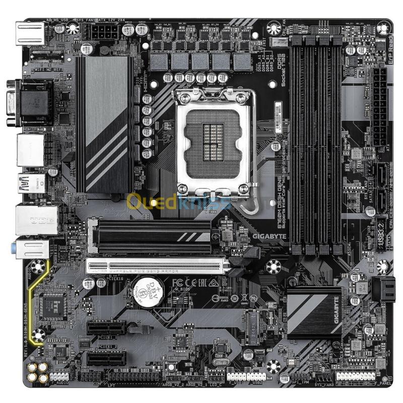 GIGABYTE B760M DS3H GEN5 - CARTE MÈRE MICRO ATX - SOCKET LGA 1700 - 4 X DDR5 - 1 X PCIE 5.0 X16 - 2 X M.2 PCIE 4.0 NVME - LAN 2.5GBE - USB 3.1 - BLACK 2