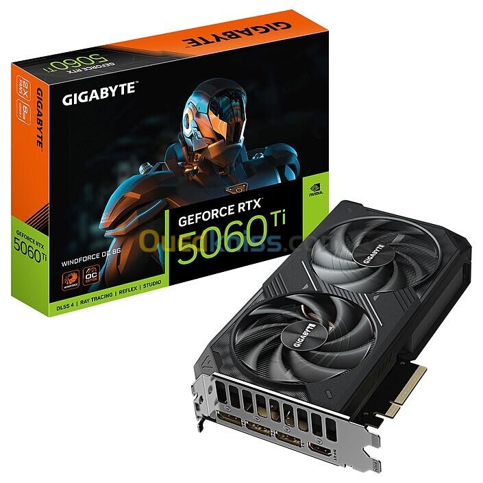 GIGABYTE GEFORCE RTX 5060 TI WINDFORCE OC - 8GB GDDR6 4K- RAY TRACING - DLSS 4 - REFLEX - 2X HDMI 2.1B - 2X DISPLAYPORT 2.1B - BALCK