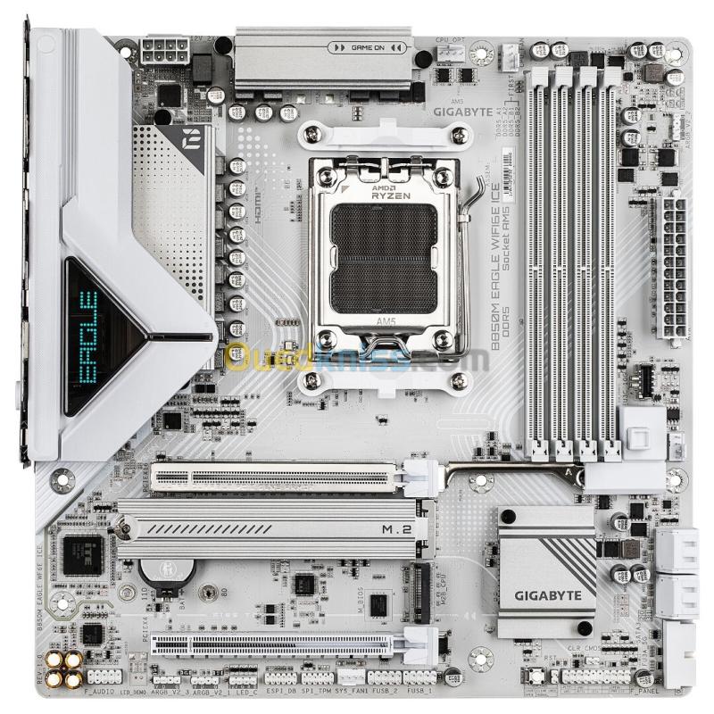 GIGABYTE B850M EAGLE WIFI6E ICE - CARTE MÈRE MICRO ATX - SOCKET AM5 - 4 x DDR5 - 1 x PCIe 5.0 X16 - 2 x M.2 NVMe - WIFI 6E - BT 5.3 - LAN 2.5GBE - WHITE 2