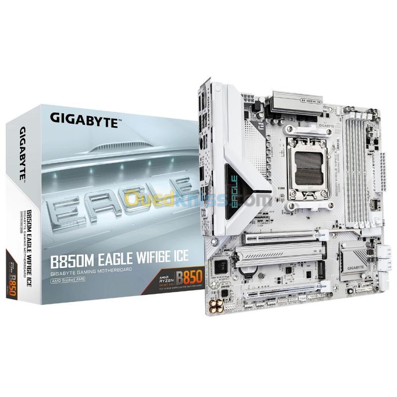 GIGABYTE B850M EAGLE WIFI6E ICE - CARTE MÈRE MICRO ATX - SOCKET AM5 - 4 x DDR5 - 1 x PCIe 5.0 X16 - 2 x M.2 NVMe - WIFI 6E - BT 5.3 - LAN 2.5GBE - WHITE