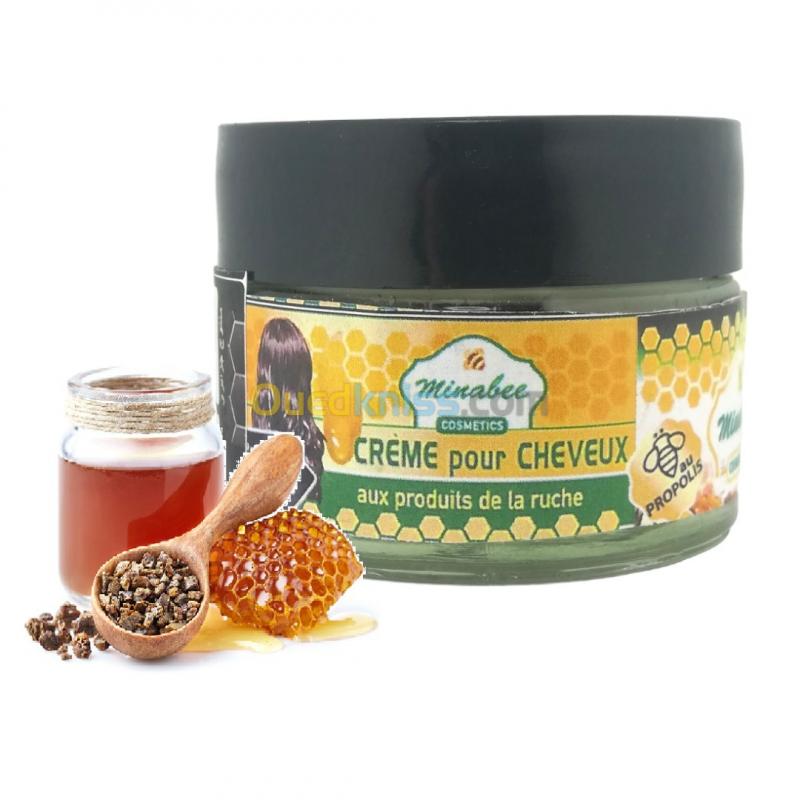  Crème pour Cheveux aux Produits de la Ruche (Cire d'abeille, Propolis) 60 gr