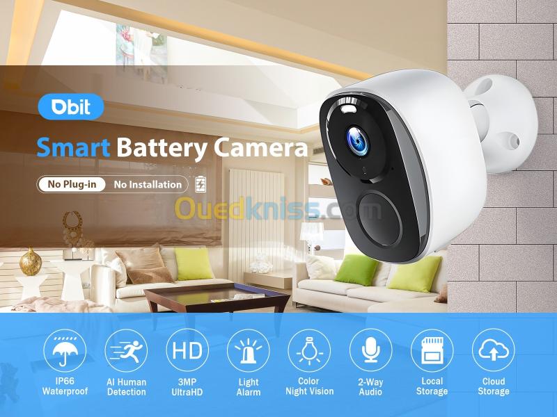 Caméra de surveillance extérieur 2k 3mp avec batterie sans fil 4G sans installation